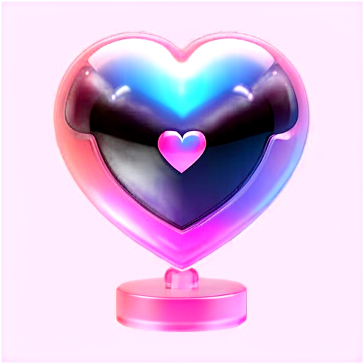 Holographic pink robot heart - icon | sticker