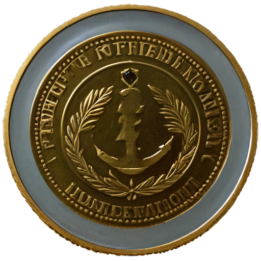 A gold coin with the text friendship international engraved into the coin - icon | sticker