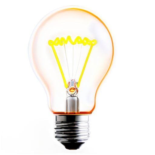 only a light bulb with orange neon lines on a white background, with lines imitating glow on top. - icon | sticker