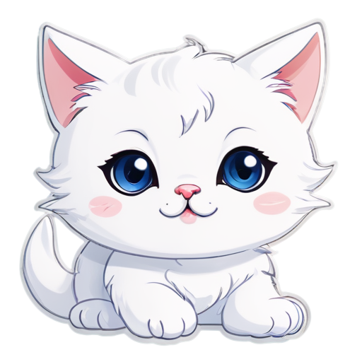 sticker of a cute white cat - icon | sticker