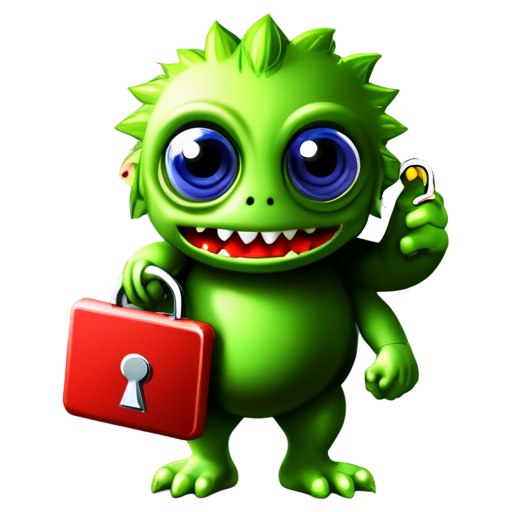 data security monster with keys - icon | sticker