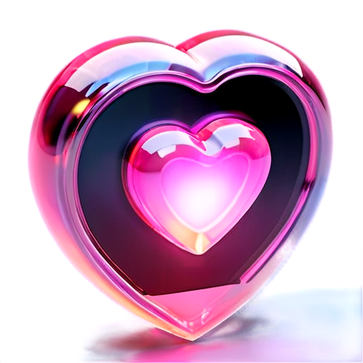 Holographic pink robot's heart - icon | sticker