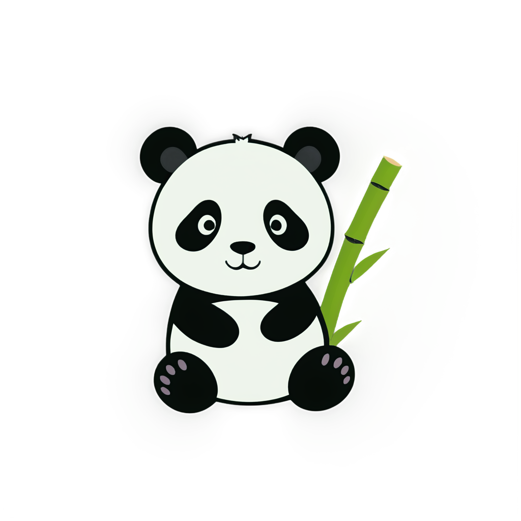 panda,kawaii sticker,bamboo - icon | sticker