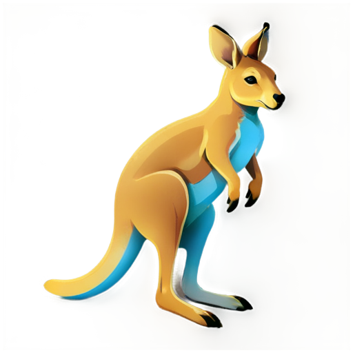 a playful kangaroo in bright colors - icon | sticker