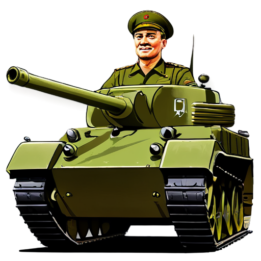 Russian tractor driver on a Soviet tank cartoon icon for youtube channel - icon | sticker