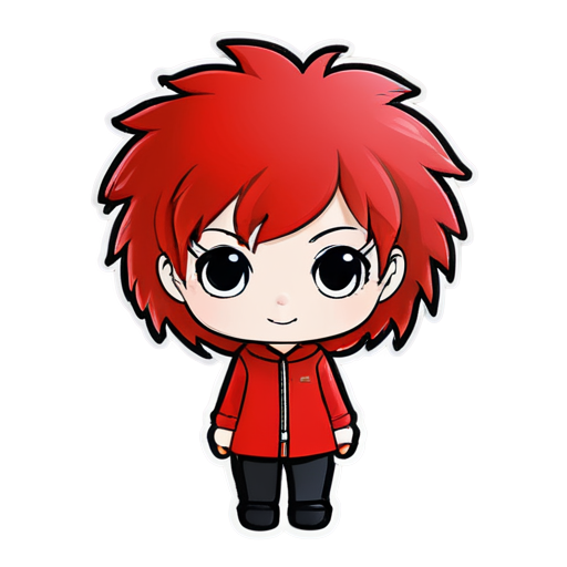 red tree with hair - icon | sticker
