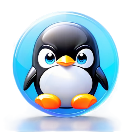 linux super hero penguin in a circle - icon | sticker