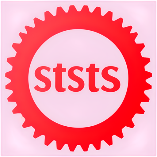 the logo is in the form of a round gear, red without a background, with the letters "sts" in a beautiful font inside - icon | sticker