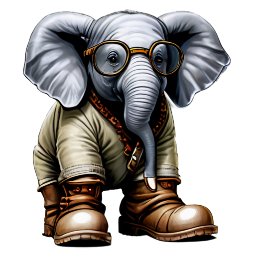 elephant in boots and goggles - icon | sticker