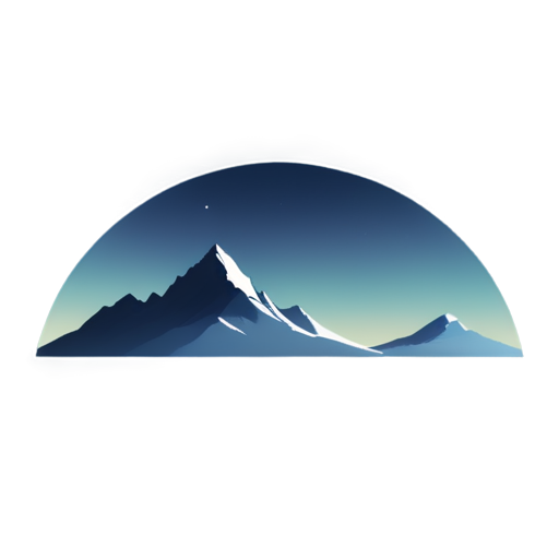 snowy mountains, horizon, iceberg, campfire, fantasy, mountain top, mountainous horizon, landscape, night, stars, milky way - icon | sticker