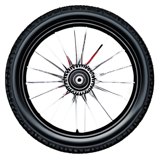 round bicycle wheel, not many colors, graphic style, like a picture, wheel for a bicycle with mountains on a background, background with a mountain, logo, logo style, logo for a channel - icon | sticker