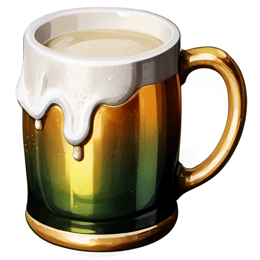 medieval ceramic cup with beer foam, paint style - icon | sticker