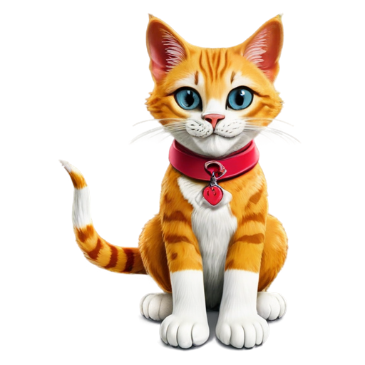 barber cat with scissors and a comb in his paws, colored, 3D design - icon | sticker