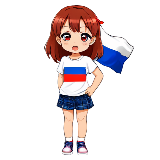 The anime girl with Russian flag and T-shirt with quote „SVO“ on it - icon | sticker