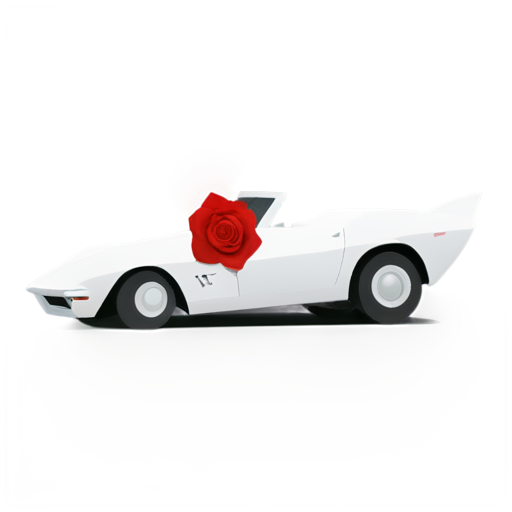 White corvette stingray with a red rose with stem (very aesthetic and sleek) painted on the side of the door - icon | sticker