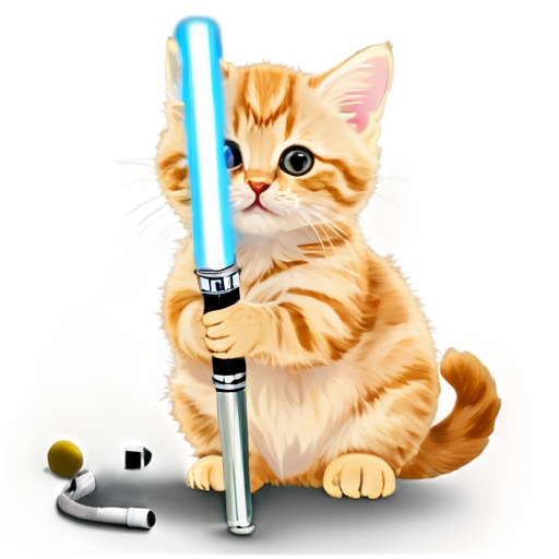 Cat with light saber - icon | sticker