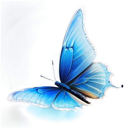 blue butterfly flies around the banknote - icon | sticker