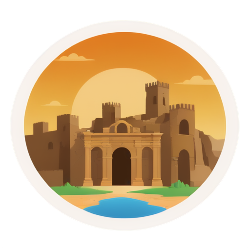 large beautiful fascinating ancient city of ruins - icon | sticker