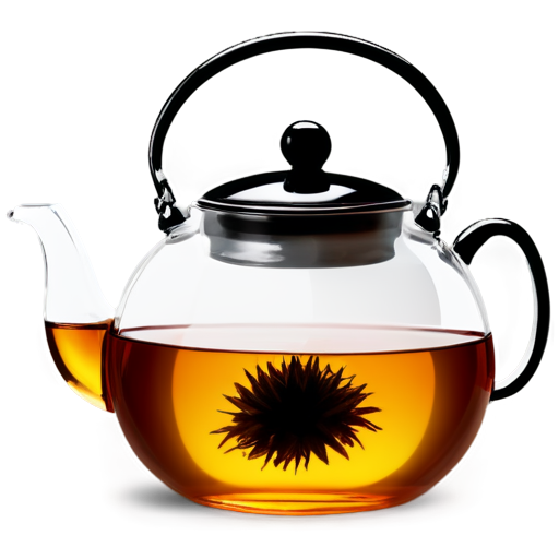 Glass teapot 1.8 liters with black tea - icon | sticker