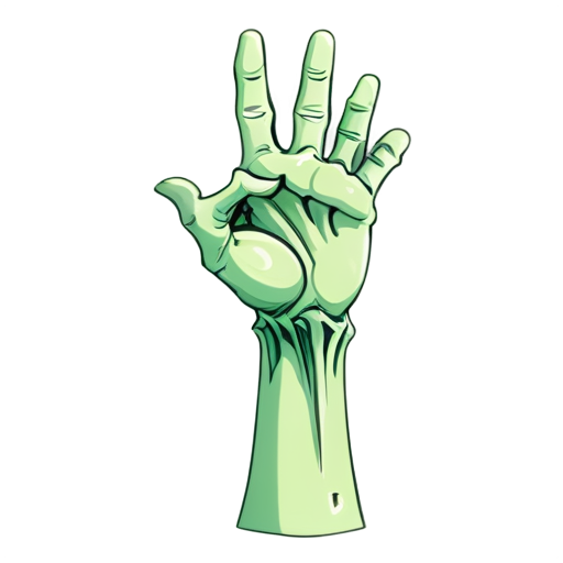 pale green zombie arm with only index and middle fingers pointing upward - icon | sticker