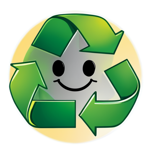 green circle recycle symbol smiling with the plus (+) symbol - icon | sticker