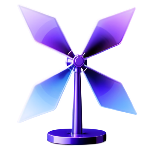 A windmill with 8 purple gradient blades, minimalist style, icon, white background. - icon | sticker