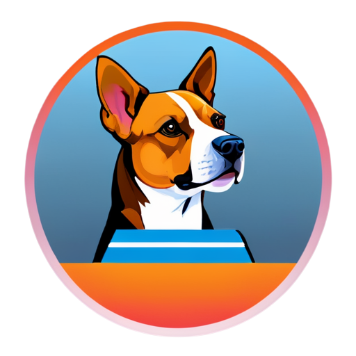 logo in ba logo in blue, pink and orange stripes, on the topic of graphic design, a logo for a design company, so use elements related to graphic design in your worklue and white shades, on the topic of a veterinary polyclinic - icon | sticker