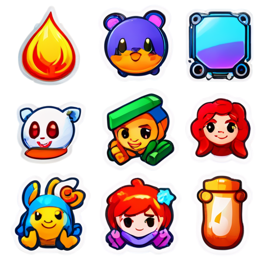 A vibrant and dynamic background showcasing artistic elements like sketches, digital art, or game interfaces. Use bright and varied colors to represent creativity and diversity in game design. - icon | sticker