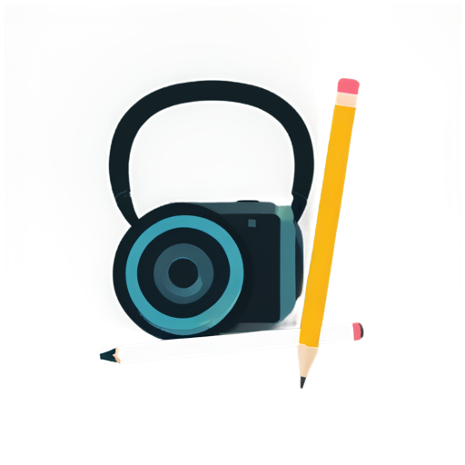 Camera, Headphone, Pencil - icon | sticker