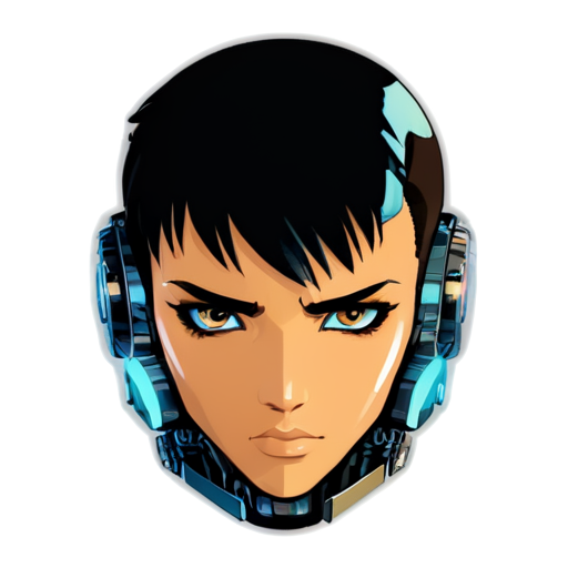 Cyberpunk robot head - icon | sticker