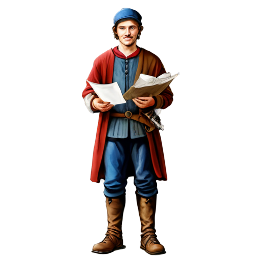 medieval courier with letter in hand, paint style, - icon | sticker