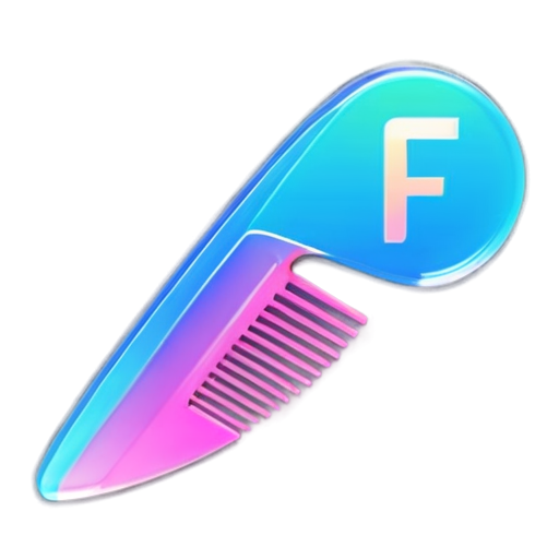 a comb with form of coin with letter F, colorized, flat style - icon | sticker