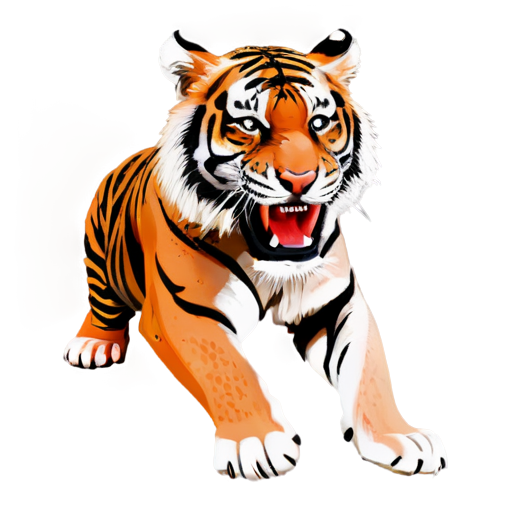 gentle crazy tiger aggressive, black background tone with orange (red) dots - icon | sticker