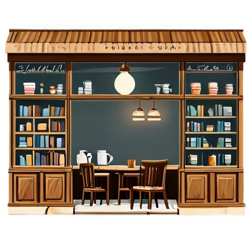 cozy book and coffee shop - icon | sticker