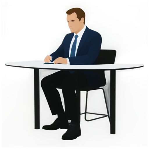 man in office style above the table - icon | sticker