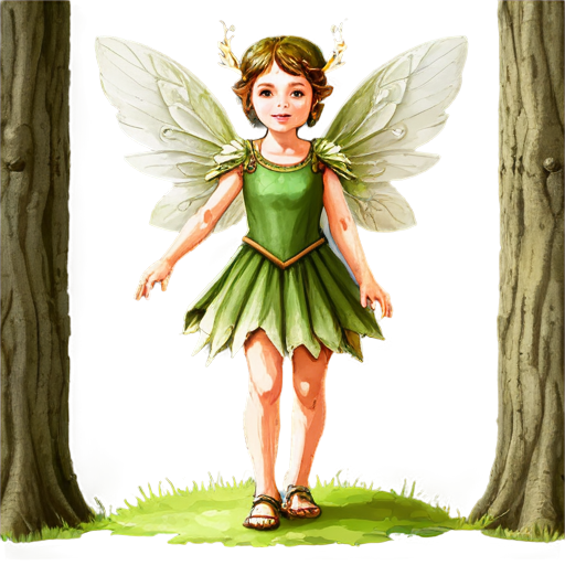 medieval forest sprite, paint style - icon | sticker