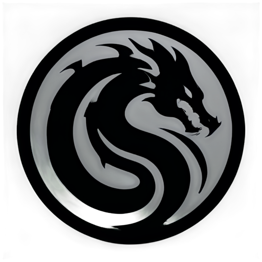 Dragon, black and white color only - icon | sticker