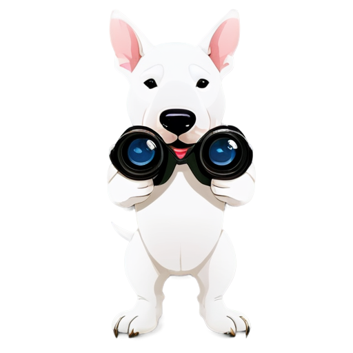 bull terrier holding binoculars - icon | sticker