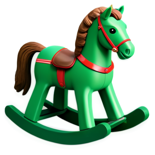 green flat rocking horse - icon | sticker