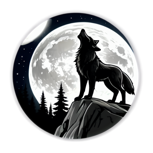 wolf moon white - icon | sticker