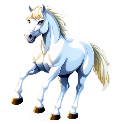 A white horse with a human body pumped up - icon | sticker