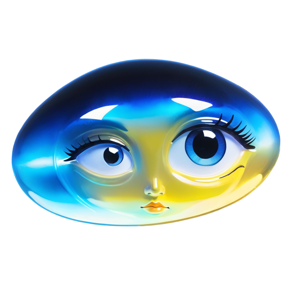 girl swims underwater,hyper detailed render style,glow,yellow,blue,brush,surreal oil painting,shiny eyes,head closeup,exaggerated perspective,tyndall effect,water drops,mother of pearl iridescence, - icon | sticker