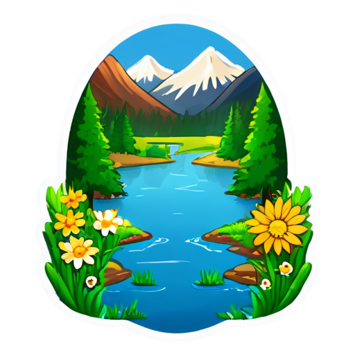 nature, flowers, forest, river, field, mountains, summer, winter, autumn, spring, beautiful, rain - icon | sticker