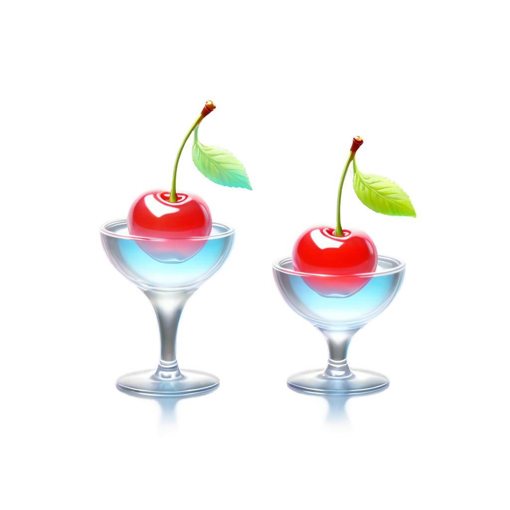 floating two Cherries in water,in the style of photorealistic renderings,realistic hyper-detailed rendering,foampunk,surrealistic elements, - icon | sticker