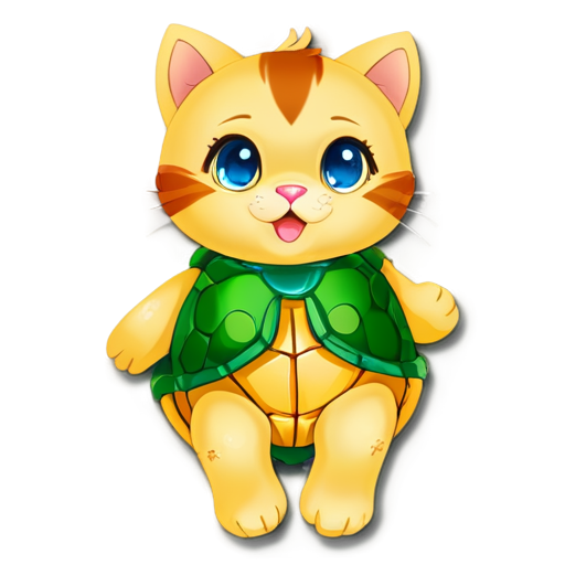 a cute cat is hung a turtle toys - icon | sticker