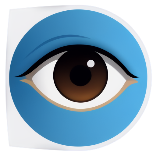 my system is for online art appreciation and we've named a name: eyesee which means I see art, can you draw a cute icon for me flat style, i want to use this icon in flow chart - icon | sticker