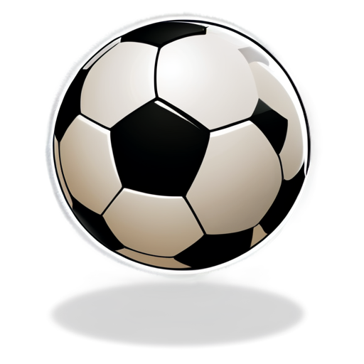 Soccer ball cartoonish draw effect. With black outline. No shadows - icon | sticker