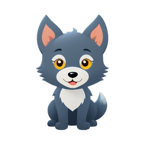 Cute wolf, cartoon style flat - icon | sticker