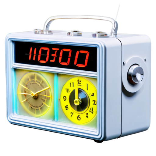 old radio, neon clock, digital 2000 neon, - icon | sticker