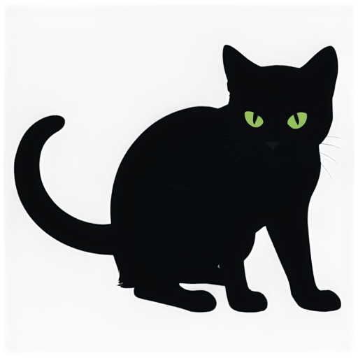 Black cat squatting and licking its paw - icon | sticker